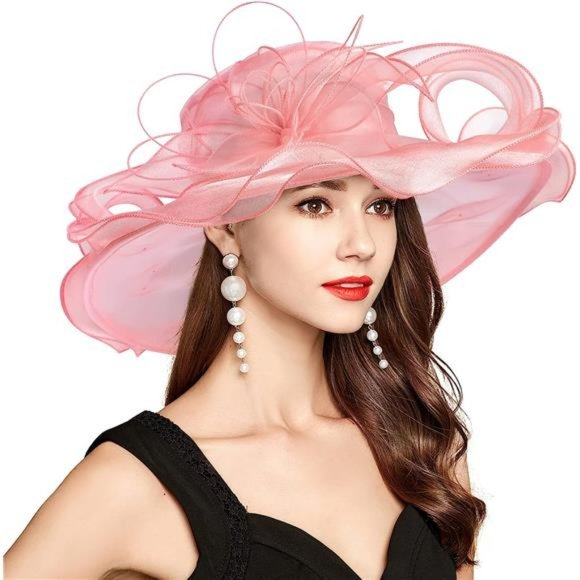 Derby Hats for Women 2023 with Headband Hairpin C4062-light Pink